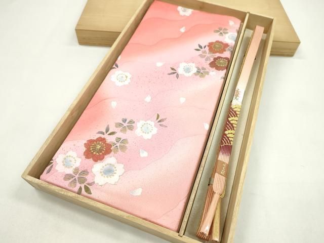 平和屋着物●和装小物 帯締め 帯揚げセット 舞桜文 暈し染め 金彩 高麗組 ♥ CAAZ6033ju