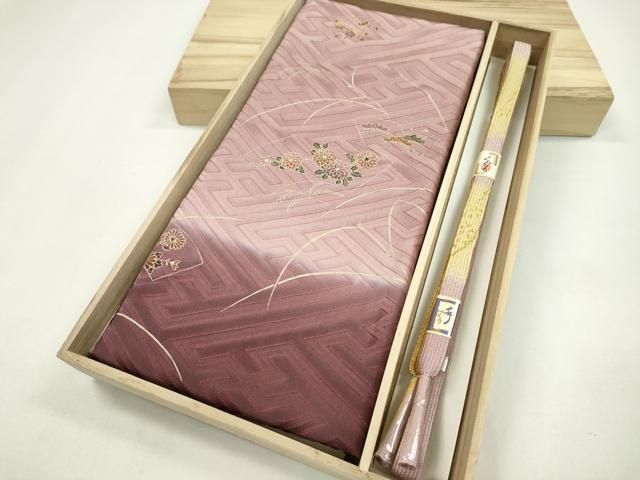 平和屋着物●和装小物 帯締め 帯揚げセット 地紙草花文 暈し染め 高麗組 金糸 ♥ CAAZ6036ju