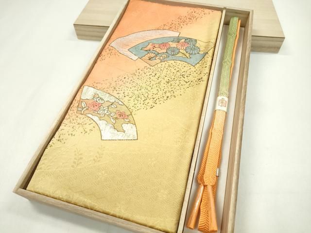 平和屋着物●和装小物 帯締め 帯揚げセット 地紙重ね片輪車橘菊文 暈し染め 金銀彩 ♥ CAAZ6038ju