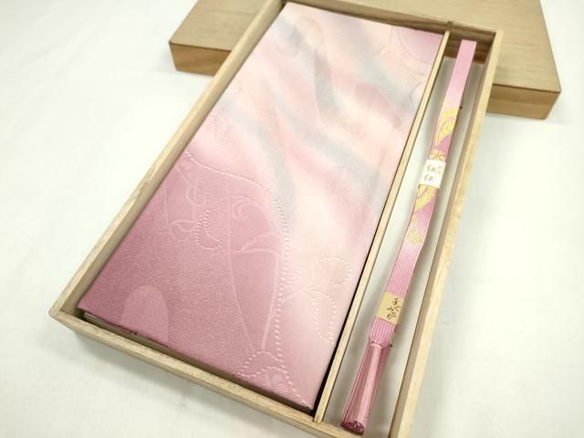 平和屋着物●和装小物 帯締め 帯揚げセット 流水枝花文 暈し染め 丹後ちりめん 高麗組 金糸 CAAZ6052ju