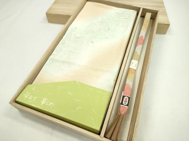 平和屋着物●和装小物 帯締め 帯揚げセット 溢れ松葉 楓 たたき染 金銀彩 縮緬 高麗組 ♥ CAAZ6054ju