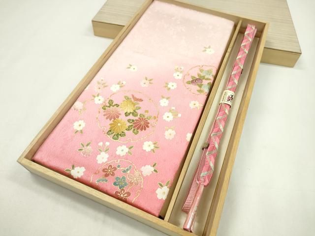 平和屋着物●和装小物 帯締め 帯揚げセット 雪輪花文 暈し染め 金彩 ♥ CAAZ6057ju