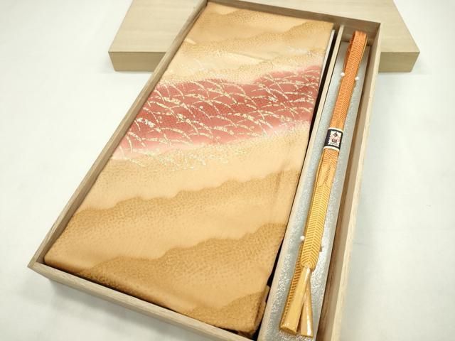 平和屋着物●和装小物 帯締め 帯揚げセット 露芝文 暈し染め 金銀彩 CAAZ6062ju