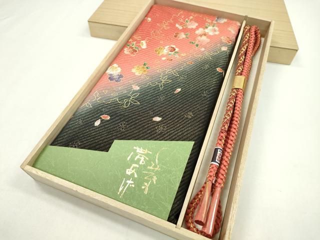 平和屋着物●和装小物 帯締め 帯揚げセット 振袖用 舞桜 金通し地 暈し染め 金彩 丸組 ♥ CAAZ6071ju