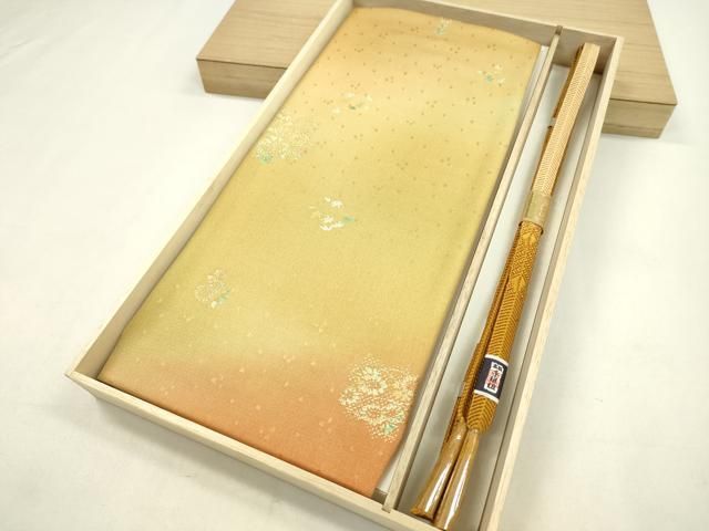 平和屋着物●和装小物 帯締め 帯揚げセット 草花文 暈し染め 金彩 ♥ CAAZ6073ju