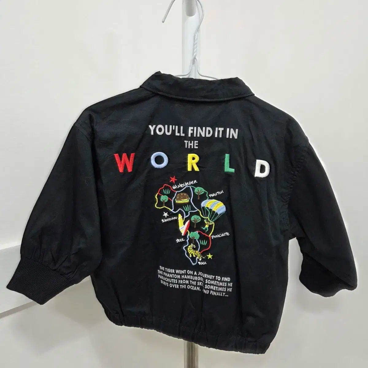 日本 90 キッズ ブリーズ 刺繍 ブラック ジャケット