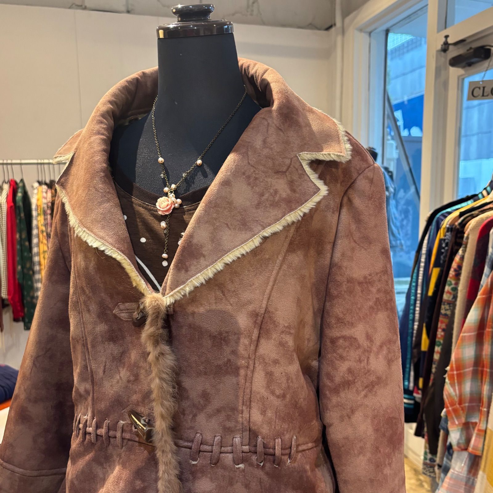 Y2K rabbit fur jacket ピンクベージュ ギャル ラグジュアリースタイル GULLKHAN_COM