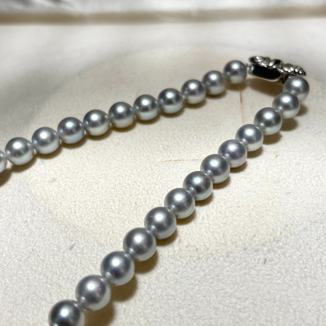 テリ強】あこや真珠 ブルーグレーパール ネックレス 約7mm-7.5mm