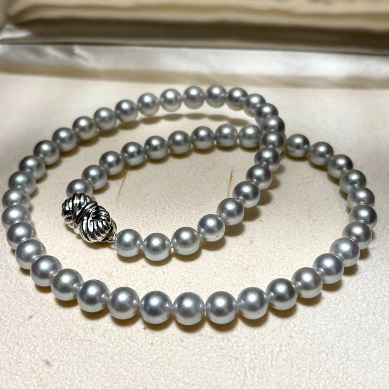 激レア!】アコヤ あこや ブルー グレー パール ネックレス 7mm〜7.5mm 