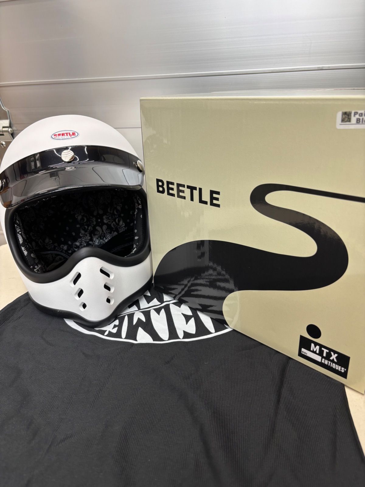 オーシャンビートル OCEANBEETLE MTX 別注マットホワイト Wストラップ黒 各サイズ有り 在庫常時2個 ペイズリーインナーブラック バイザー黒のフルセット 中 NEXPOTALLINN_EU