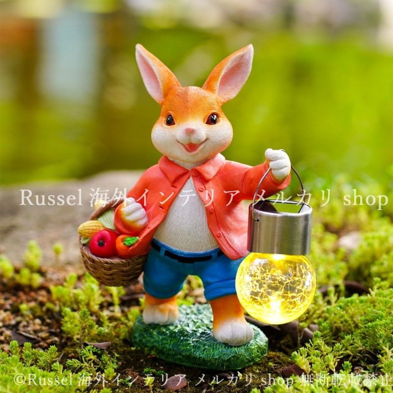 ガーデンライト 太陽光 ソーラー うさぎ 樹脂 ウサギ ラビット 置物 ガーデンオーナメント ガーデニング 雑貨 ガーデン雑貨 ガーデンインテリア ガーデン インテリア 庭の装飾 お洒落 おしゃれ 8-14