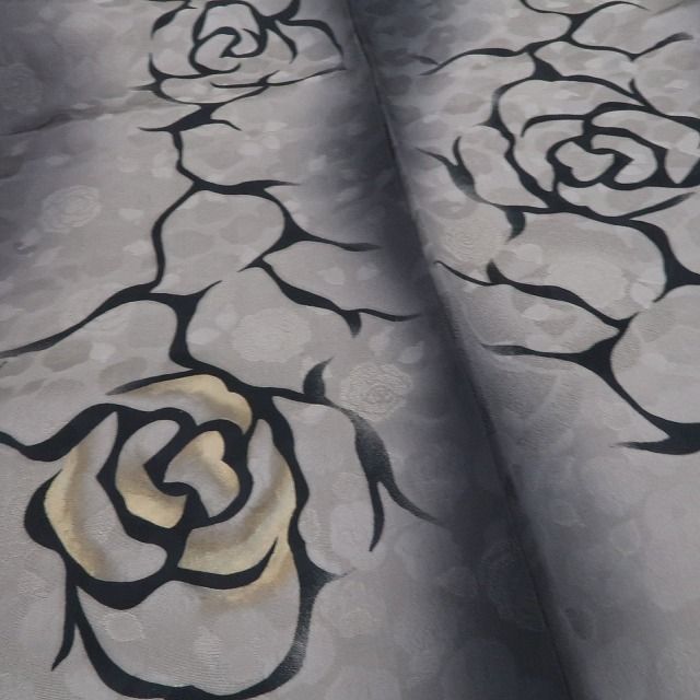 ❁tomihisa❁新品 薔薇 やす田作 落款 着物 正絹 仕付け糸付”薔薇を