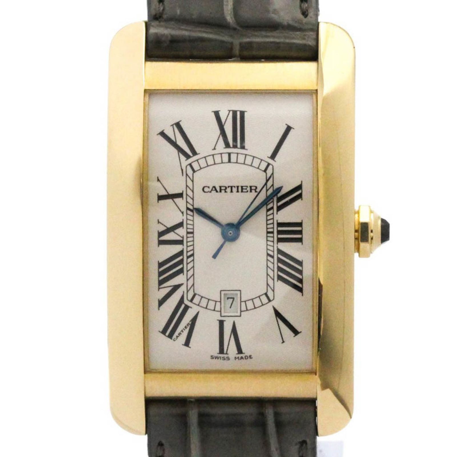 カルティエ (CARTIER) タンクアメリカン LM K18 ゴールド レザー 自動巻き メンズ 時計 W2603156 (外装仕上げ済み)