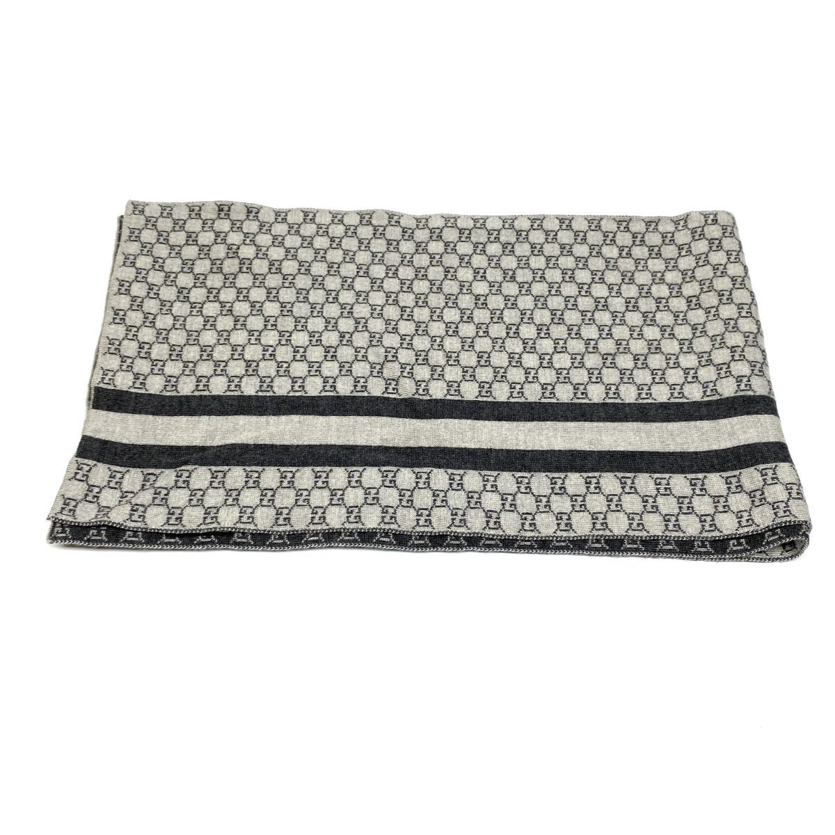 GUCCI グッチ マフラー ウール グレー系 総柄 津山店