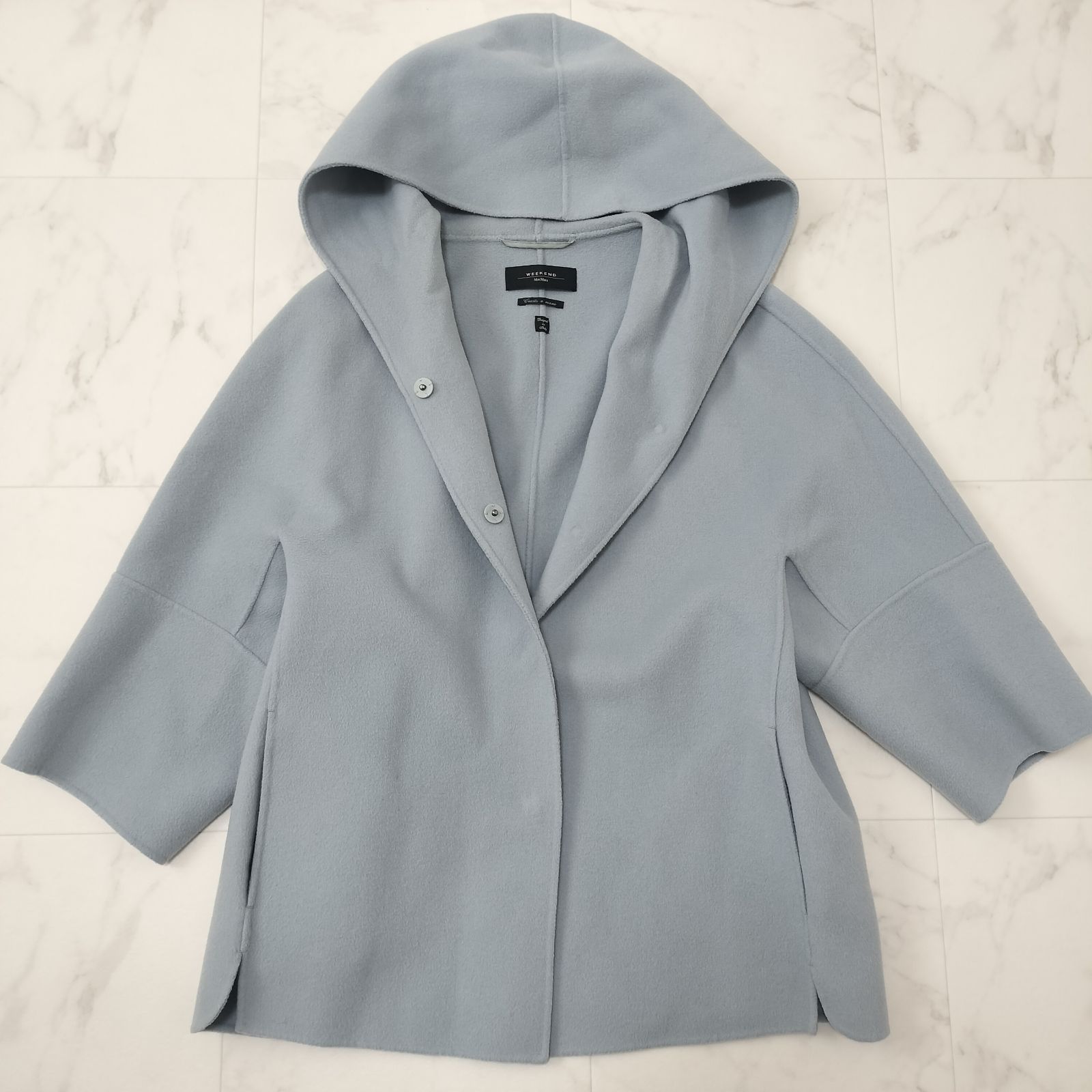 Max Mara weekend マックスマーラ ウィークエンド クチートアマーノ フーデットコート 42 XL サックス