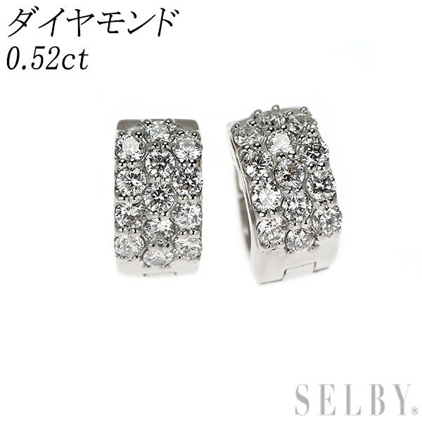 K18WG ダイヤモンド フープ ピアス 0.52ct パヴェ - メルカリ