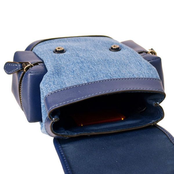 コーチ バッグ デニム レザー スリング スプリント スモール ロゴ