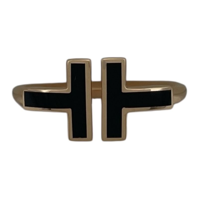 ティファニー TIFFANY＆CO Tワイヤー リング 約9号 K18PG オニキス ジュエリー