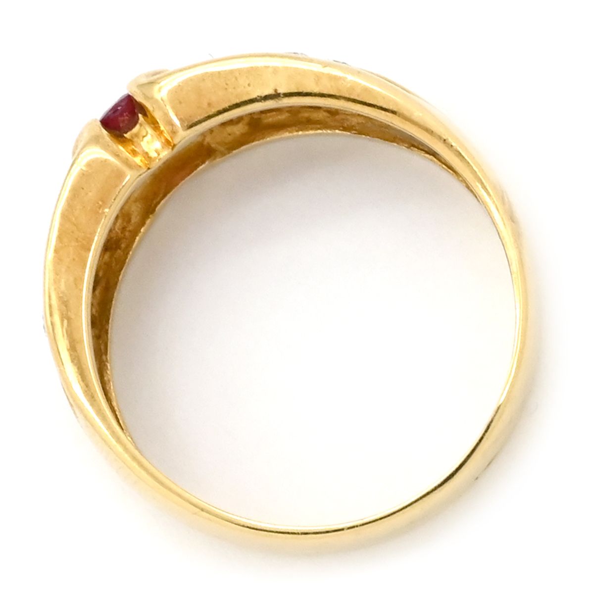 リング 指輪 ルビー ダイヤリング K18YG ダイヤモンド ルビー イエローゴールド×レッド Au750 18K 18金 11号