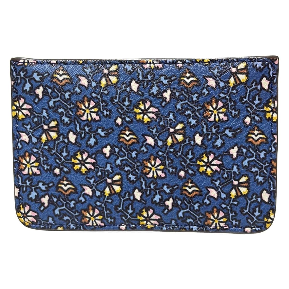 TORY BURCH トリーバーチ コインケース - ライトグレー×ライトブルー×マルチ フラワー 花 |カードケース付き レザー