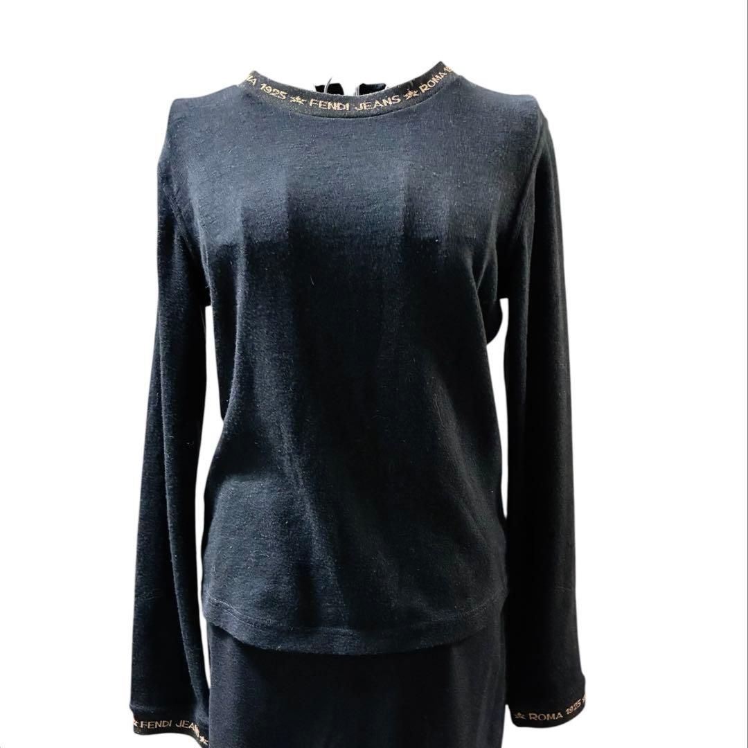 FENDI JEANフェンディイタリア製 黒 ニットセットアップ I42 M〜L