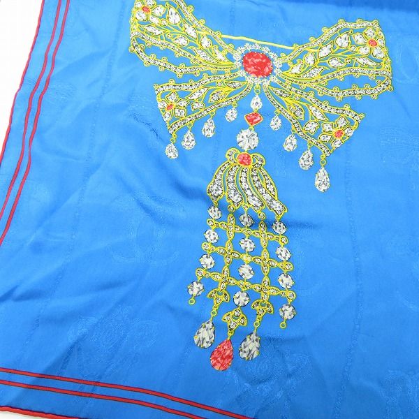 axe カルティエ Cartier スカーフ 水色系 マルチ ブローチ柄 ビジュー