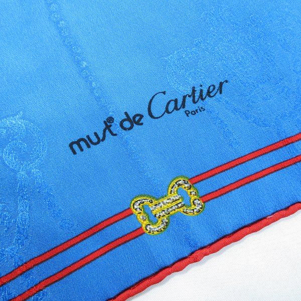 axe カルティエ Cartier スカーフ 水色系 マルチ ブローチ柄 ビジュー
