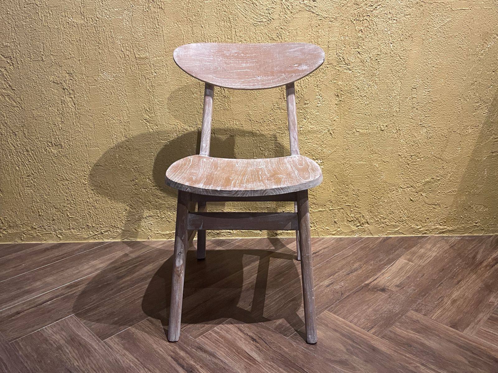 チークチェア 木製 ワークチェア ダイニングチェア ウォッシュ ダメージ仕上げ cha-403-WHW