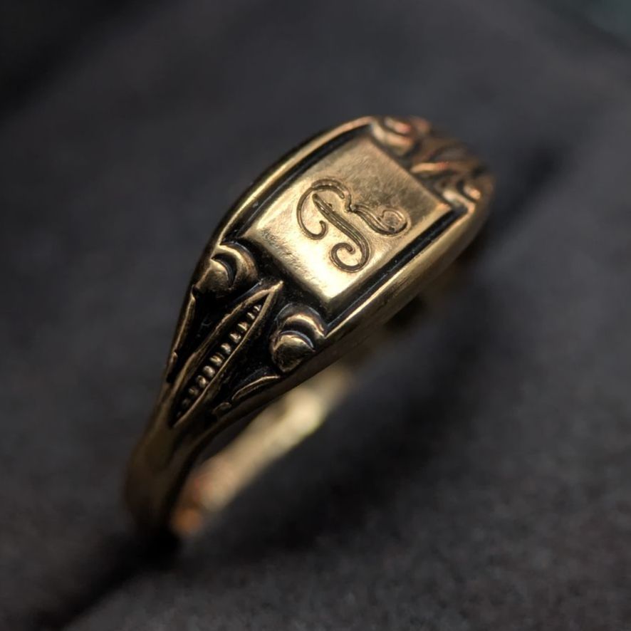 10K GF ゴールドフィルド ヴィンテージ シグネットリング イニシャル「G」