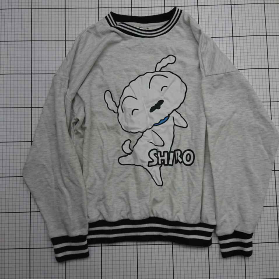 ◇ ⊂ クレヨンしんちゃん シロ プリントスウェット グレー系 Mサイズ 