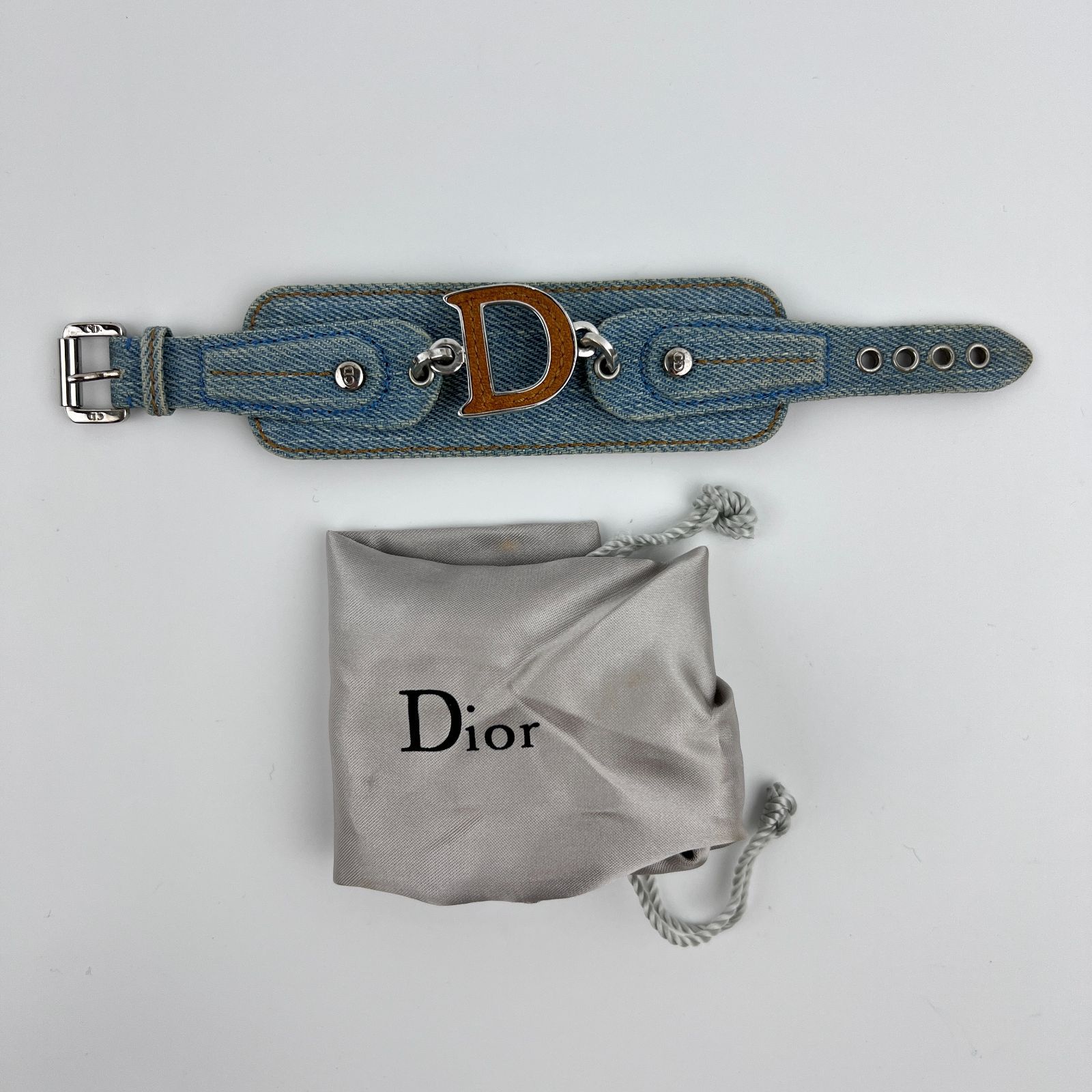 Christian Dior クリスチャンディオール アクセサリー ブレスレット バングル ディオールロゴ ブルー デニム ヴィンテージ レディース HIBUOCHI VINTAGE