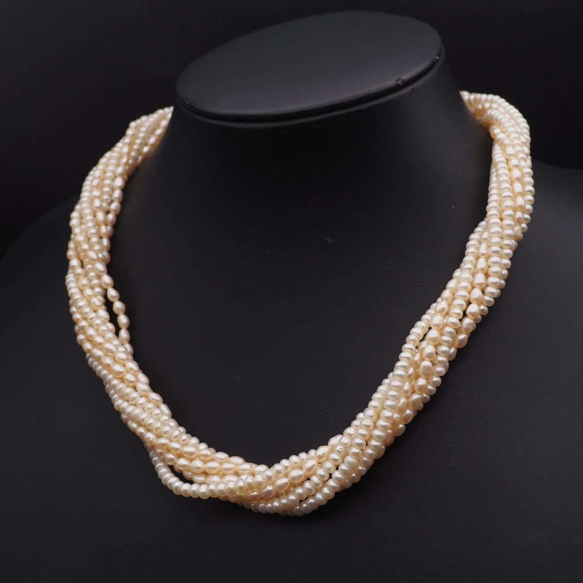 G796 淡水真珠 パール SILVER刻印 ネックレス 8連 デザイン シルバー 6