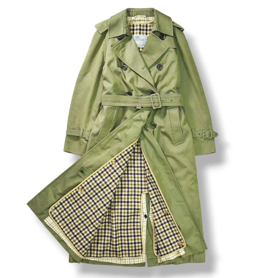 希少 70s 80s 当時物 英製 Aquascutum トレンチコート ダブル 80年代 カナダ製 Aquascutum アクアスキュータム ブラック トレンチ