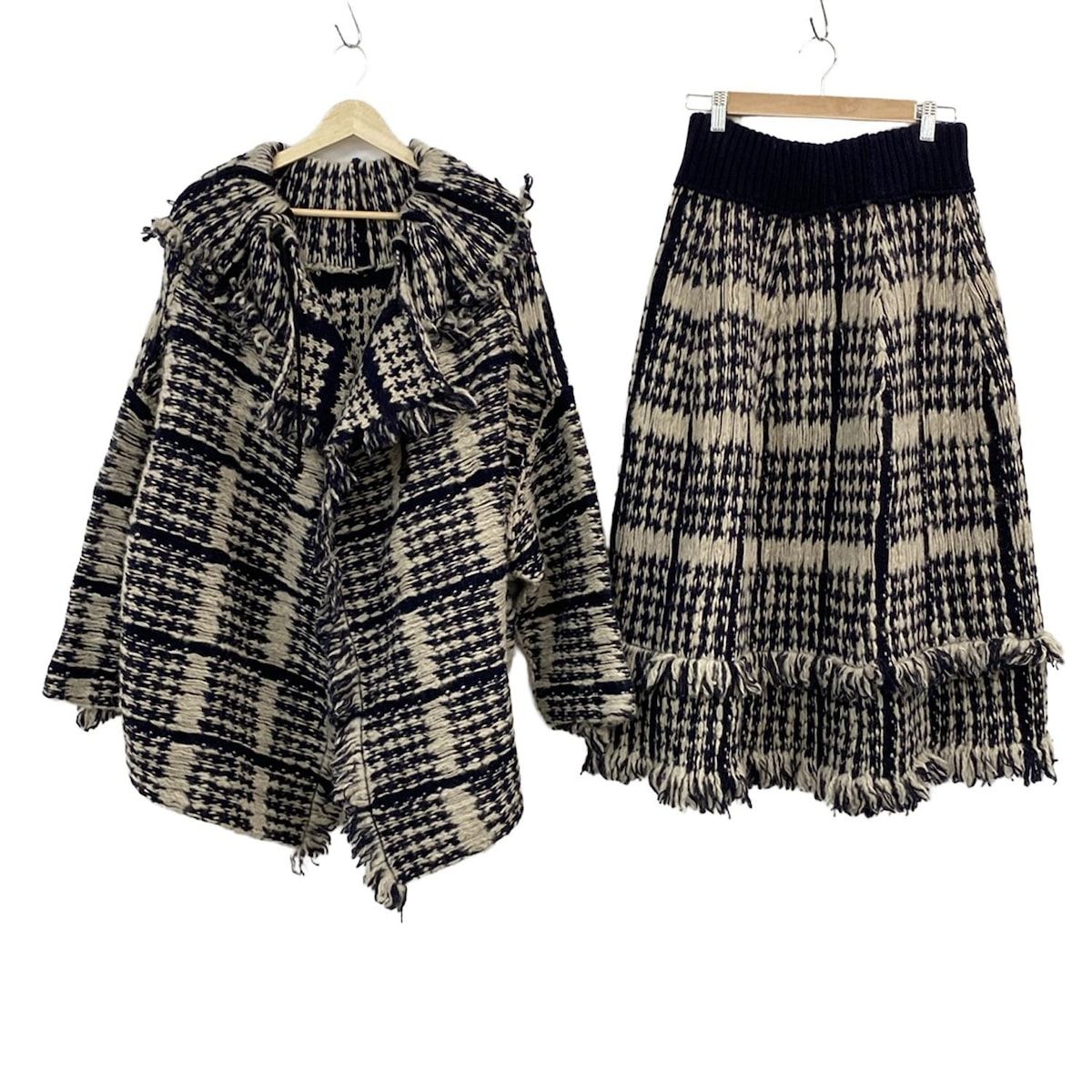 Y s ワイズ スカートセットアップ レディース - ダークネイビー×ライトベージュ