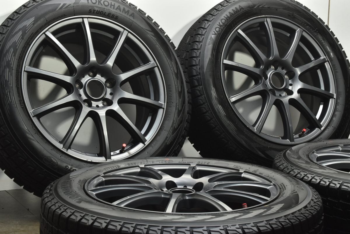 バリ溝 10本スポーク 18in 7.5J 48 PCD114.3 ヨコハマ アイスガード G075 225|60R18 CX-8 CX-5 エクストレイル レガシィアウトバック