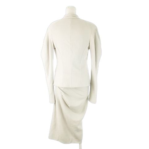 ダナキャラン DONNA KARAN セットアップ スーツ タック ジャケット タイトスカート ウール 厚手 小さいサイズ US 2 XS グレー CK 20 GY 99