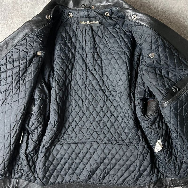70s HARLEY DAVIDSON 中綿入り 本革 レザー ダブル ライダース