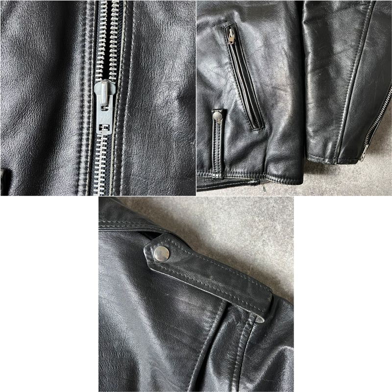 70s HARLEY DAVIDSON 中綿入り 本革 レザー ダブル ライダース
