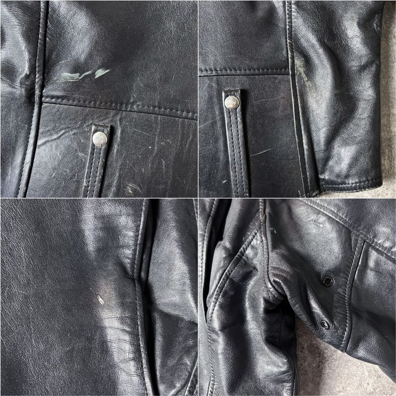70s HARLEY DAVIDSON 中綿入り 本革 レザー ダブル ライダース