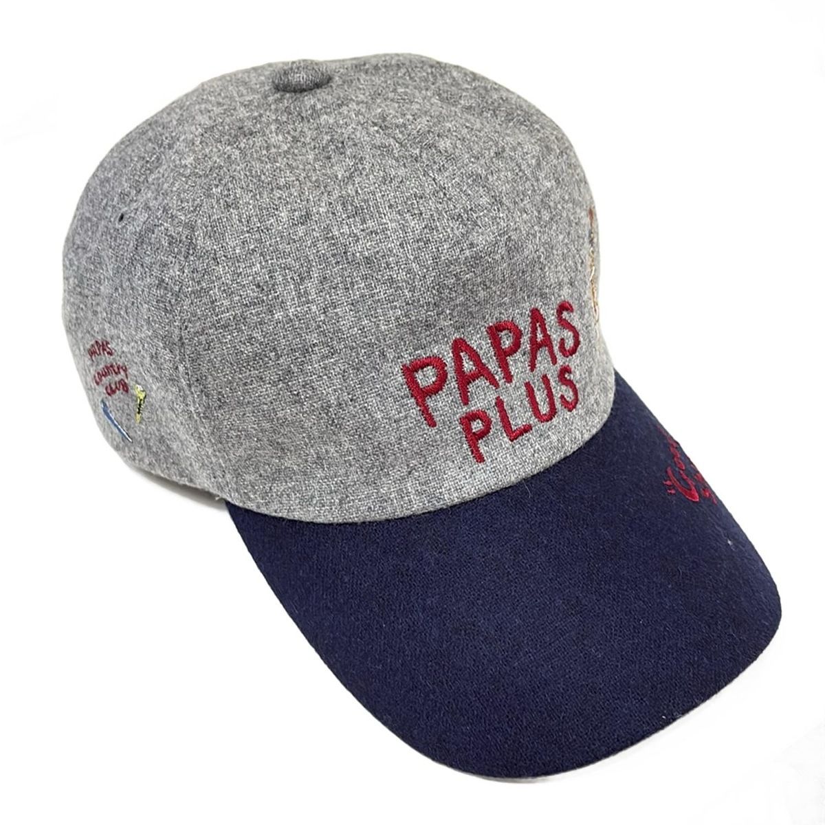 グレー×ネイビー×マルチ 刺繍