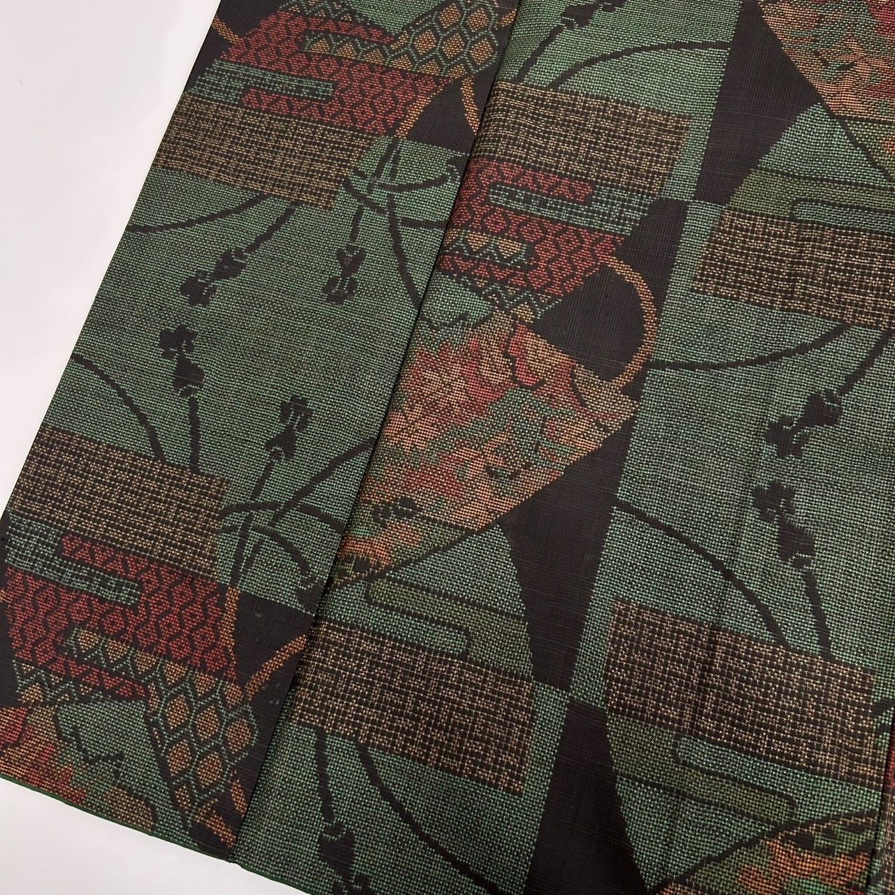 ソ*ブ様 夏物 夏大島紬 付け下げ 正絹 麻の葉 草 着物 U-7800 ソ*ブ様 夏物 夏大島紬 付け下げ 正絹 麻の葉 草 着物 U-7800