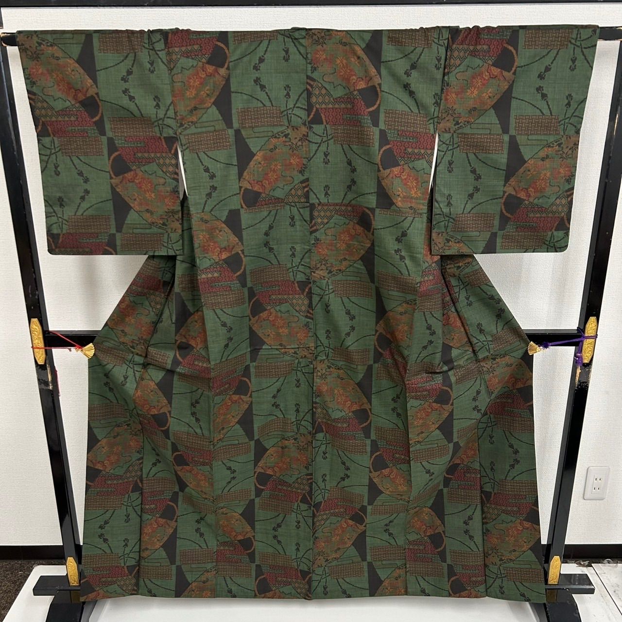 ソ*ブ様 夏物 夏大島紬 付け下げ 正絹 麻の葉 草 着物 U-7800 ソ*ブ様 夏物 夏大島紬 付け下げ 正絹 麻の葉 草 着物 U-7800