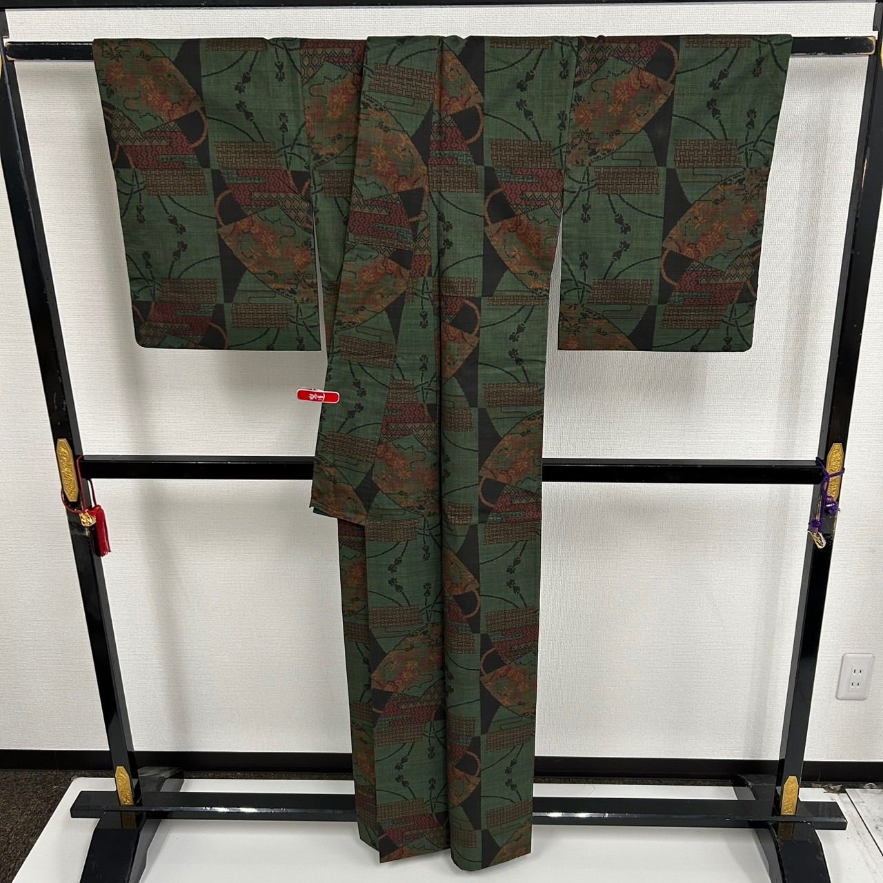 本場大島紬 正絹 一元式 草木泥染め 扇に文様 袷 着物 MK-510 - メルカリ