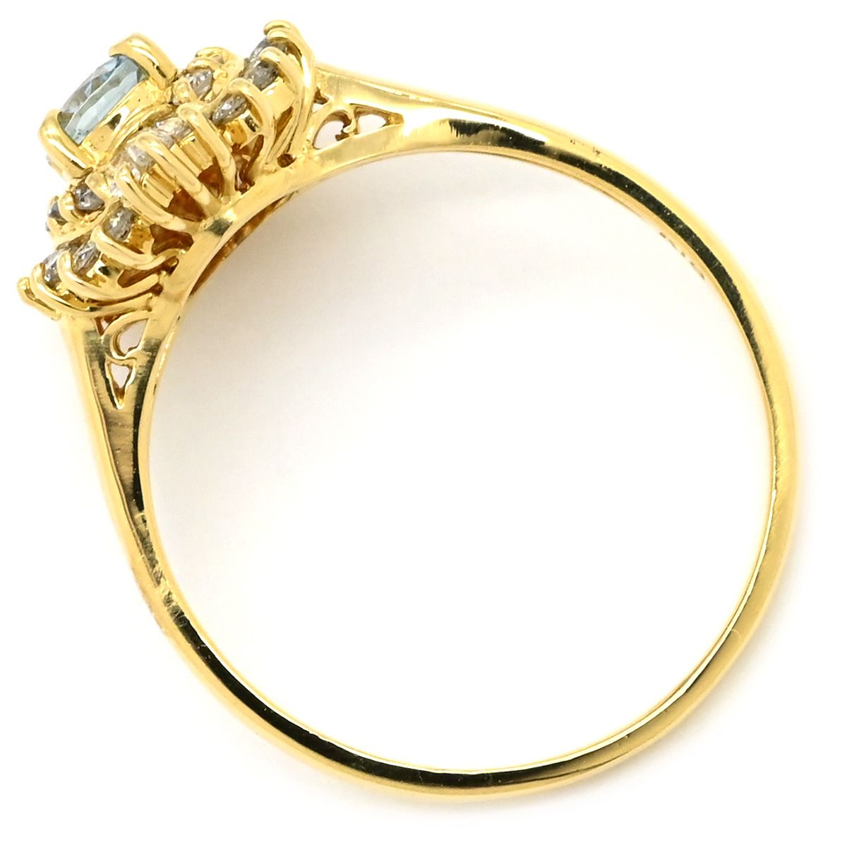 リング 指輪 アクアマリン ダイヤリング K18YG ダイヤモンド アクアマリン イエローゴールド×ブルー Au750 18K 18金 オーバル 11号