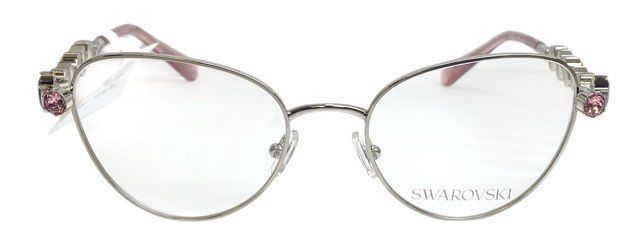 未使用 スワロフスキー メガネ 眼鏡フレーム キャットアイ SK1024 シルバー　ピンク ストーン SWAROVSKI 石　ラインストーン マルチカラ 未使用 スワロフスキー メガネ 眼鏡フレーム キャットアイ SK1024