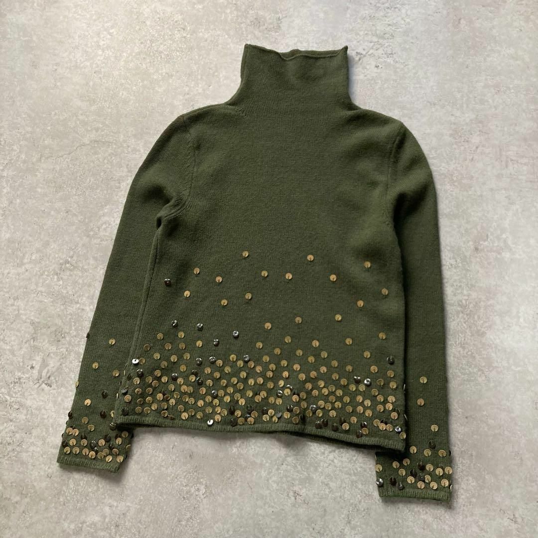 ヴァレンティノ ハイネックニットプルオーバー セーター レザー装飾