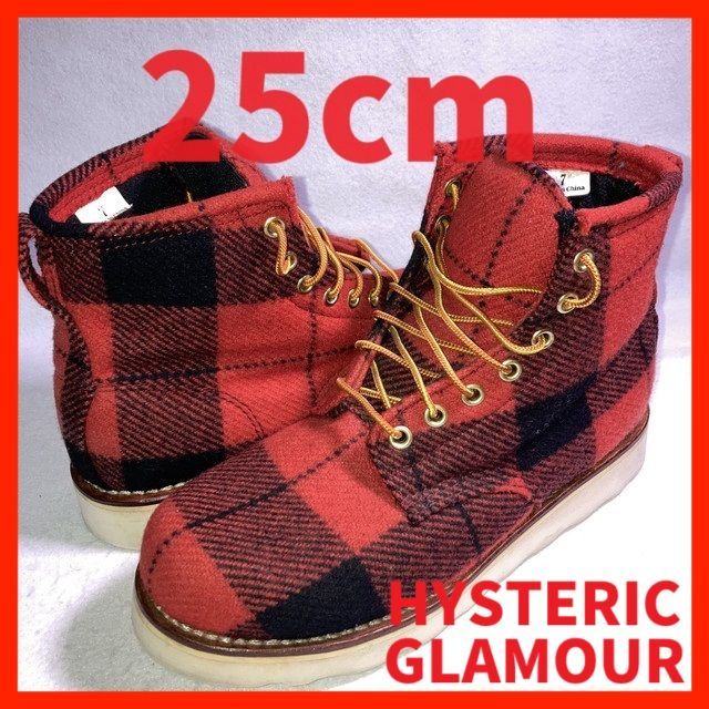 ヒステリックグラマー レースアップ ブーツ 赤 黒 25cm
