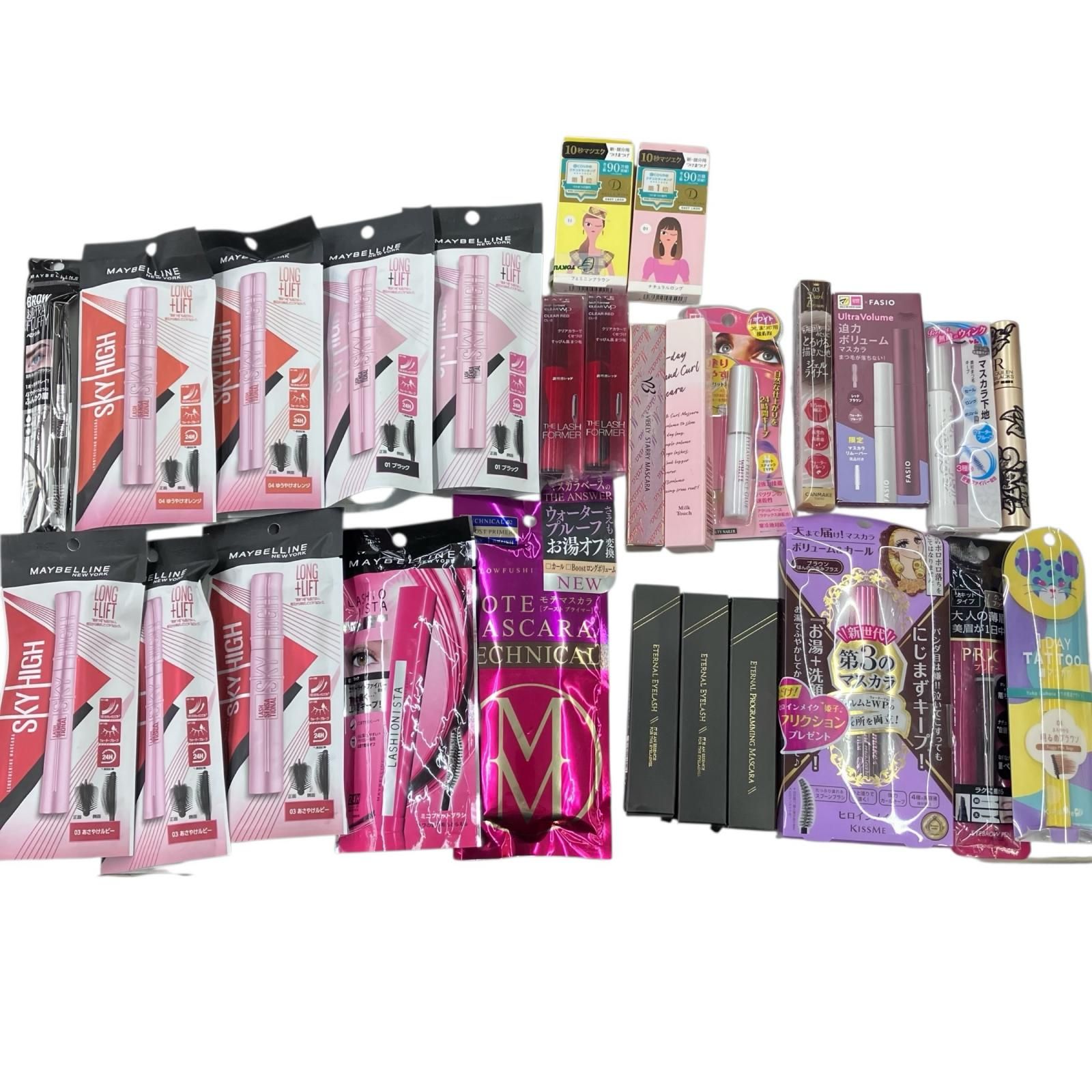 186001 ♥ MAYBELLINE メイビリン まつ毛美容液 目元メイク コスメ マスカラ アイライナー アイブロウ など 27点まとめ売り