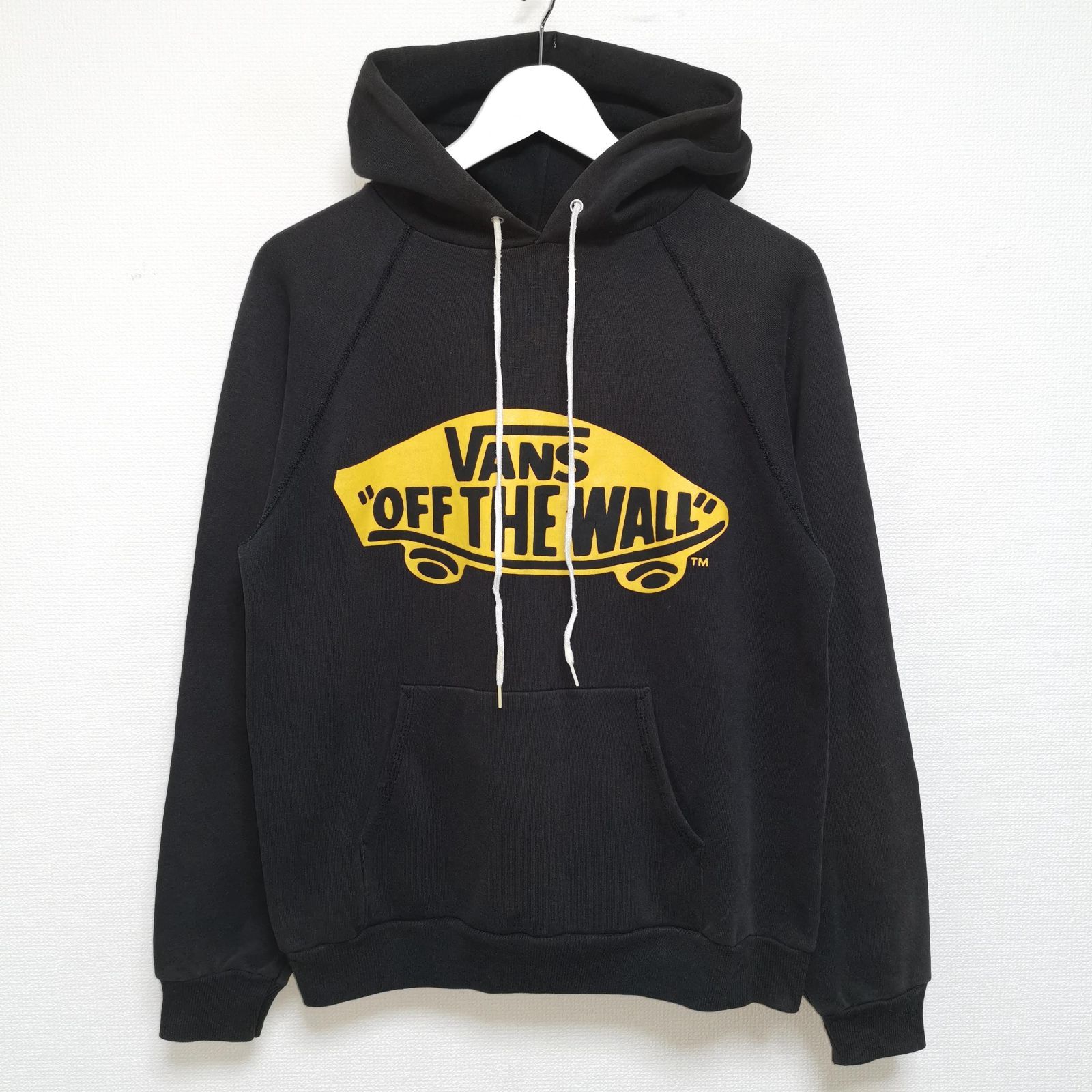 M 80s VANS HANES ラグラン スウェット パーカー 黒 USA製