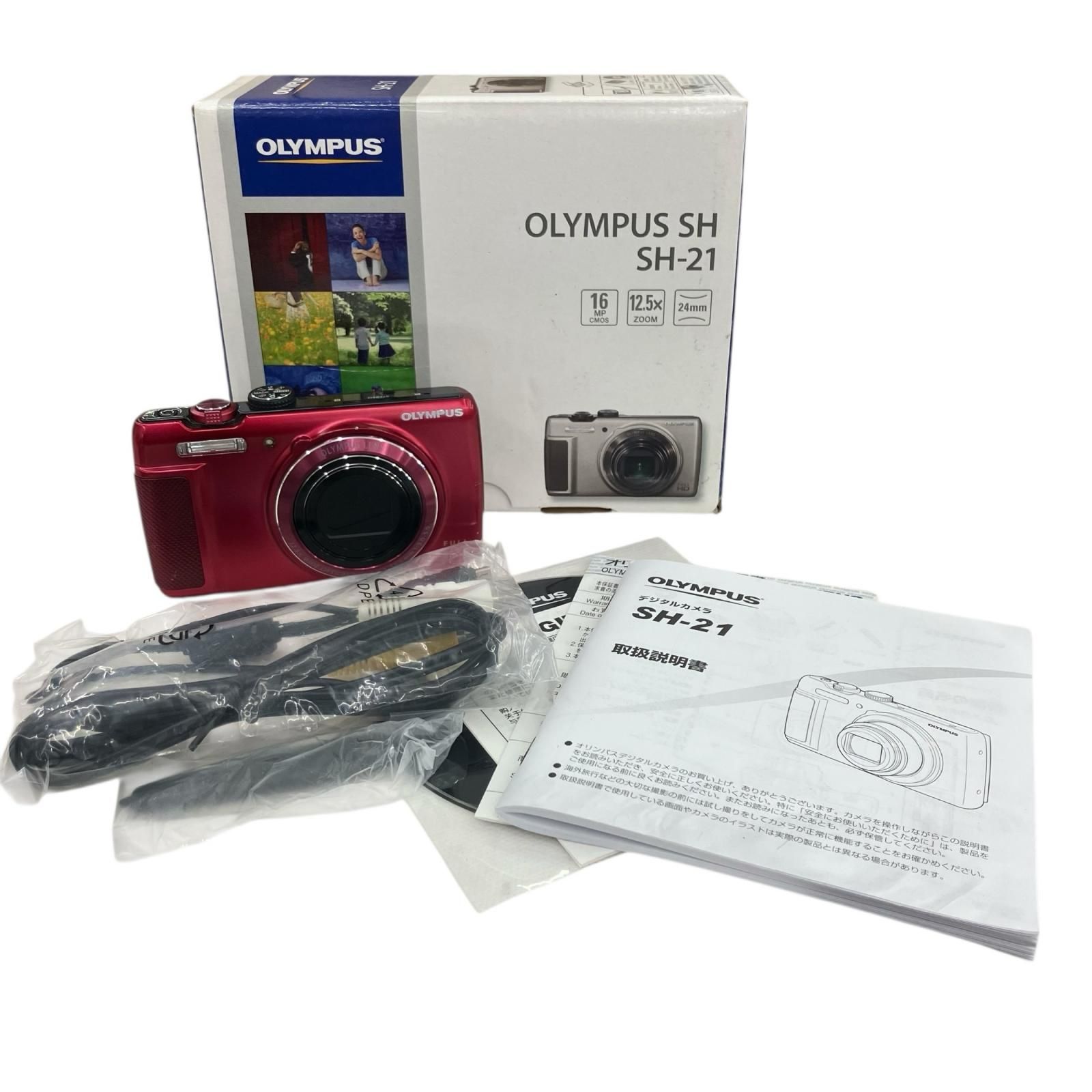 118011 動作 済み OLYMPUS オリンパス デジタルカメラ SH-21 レッド